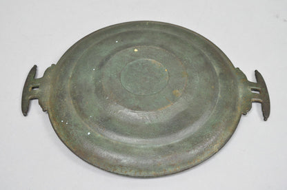 Vintage Roman Classical Style Figural Cast Iron Twin Handle Charger Dish