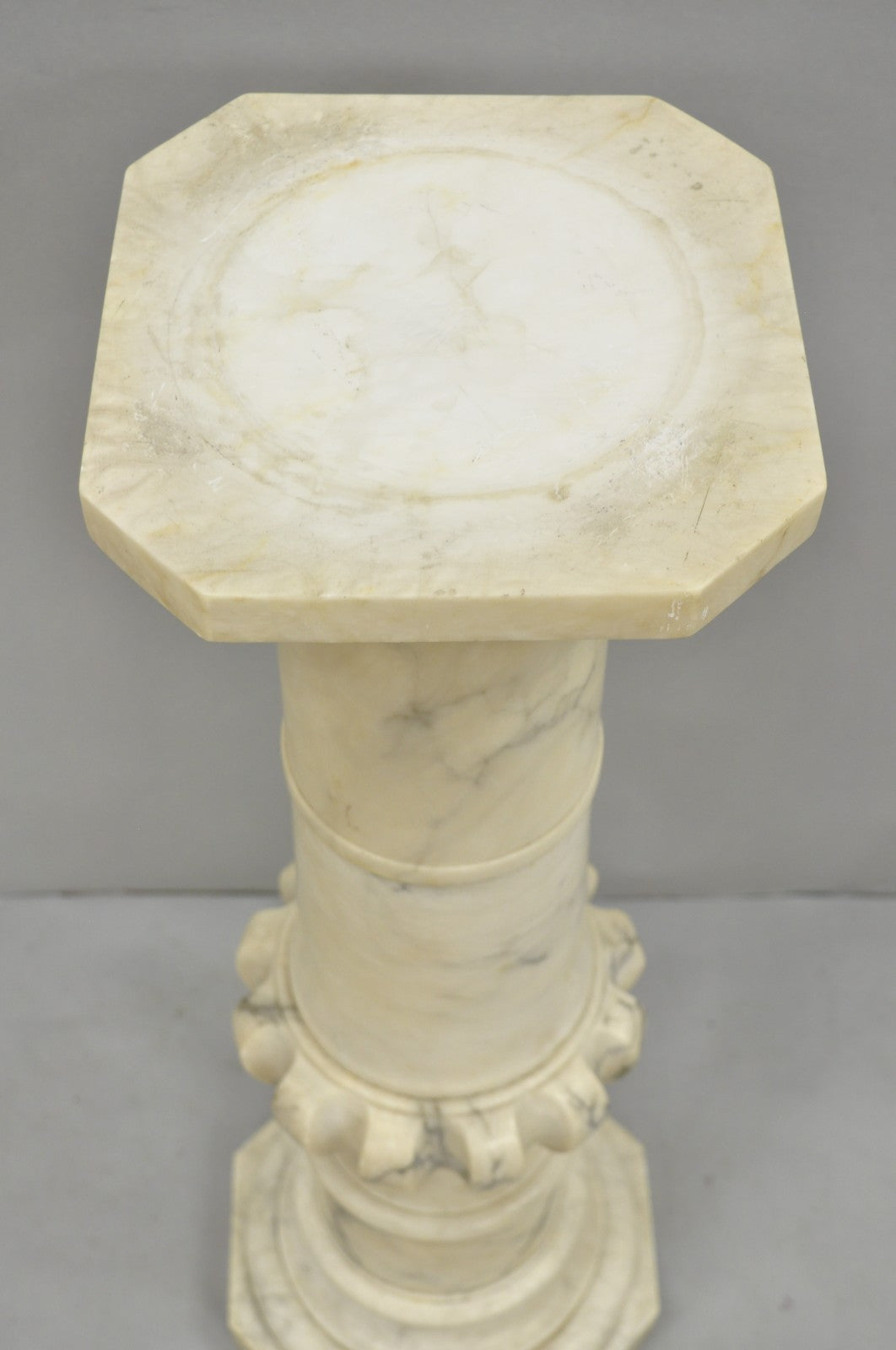 Antique Italian Classical Carved Marble Column Empire Pedestal Bust Stand
