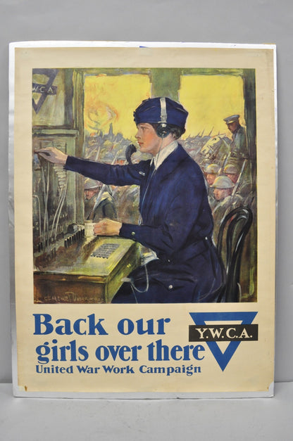 Original 1918 YWCA WWI Poster 'Back Our Girls Over There' by Clarence Underwood
