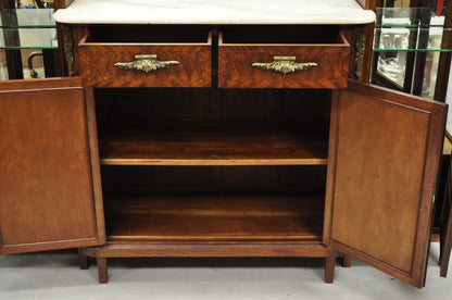 Antique French Louis XVI Style Marquetry Inlay Sideboard Buffet Curio Cabinet