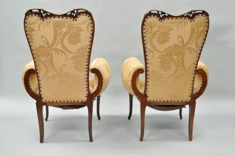 Vintage Grosfeld House French Hollywood Regency Mahogany Fireside Chairs - Pair
