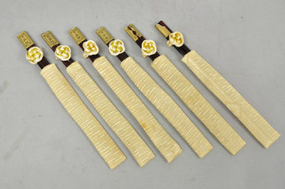 Vintage Japanese Oriental Chopsticks in Custom Silk Gold Sleeves - 6 Pc Set