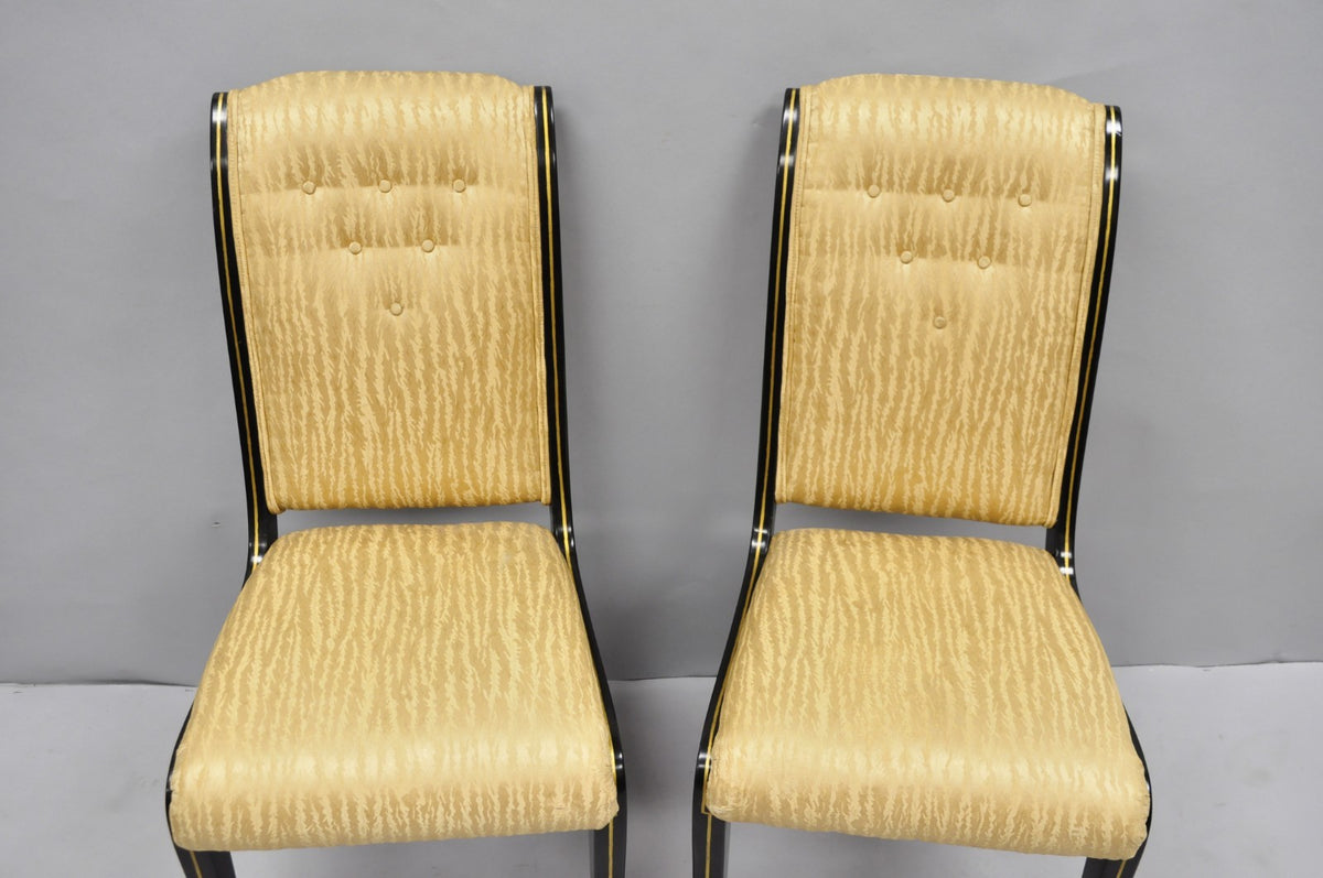 Vintage Regency Style Black Lacquer Klismos Saber Leg Dining Side Chairs - Pair