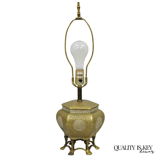 Vintage Oriental Small Porcelain Gold Oil Drop Painted Boudoir Table Lamp