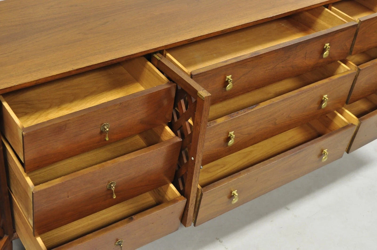 Vintage John Stuart Casalinda Mid Century Modern Walnut Credenza Triple Dresser