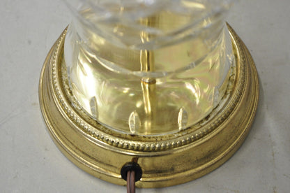 Vintage Chinoiserie Cut Crystal Glass Ginger Jar Brass Oriental Table Lamp