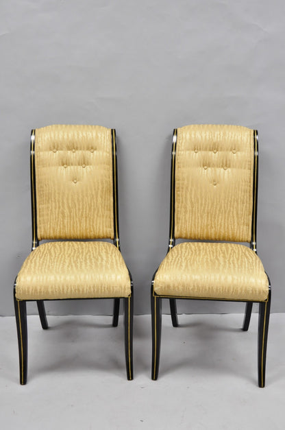 Vintage Regency Style Black Lacquer Klismos Saber Leg Dining Side Chairs - Pair