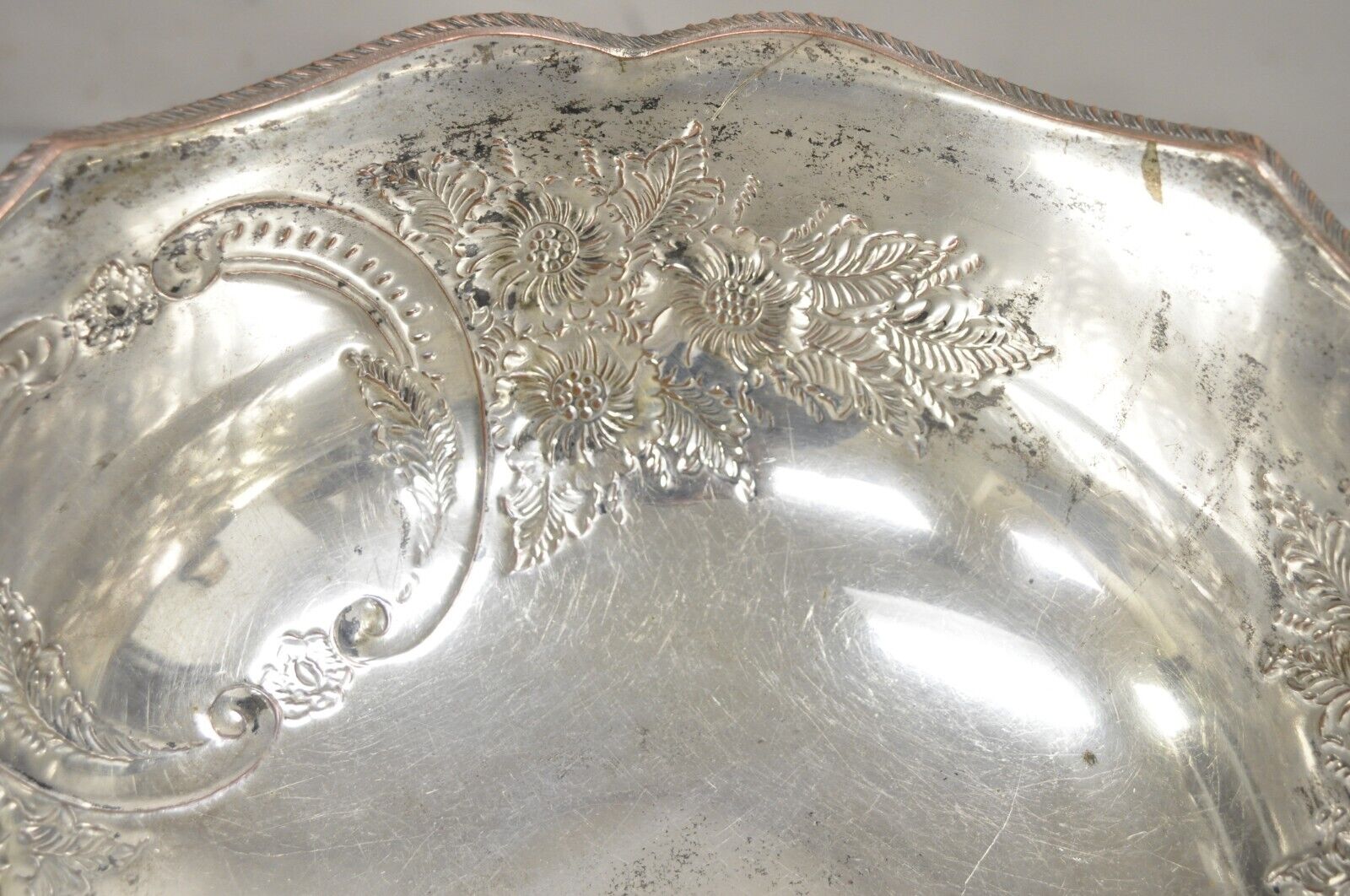 Antique English Regency Victorian Floral Repousse Lion Punch Bowl Ice Bucket