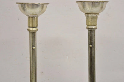 Vintage 43" Tall Baroque Silver Plated Collapsible Floor Candlesticks in Box