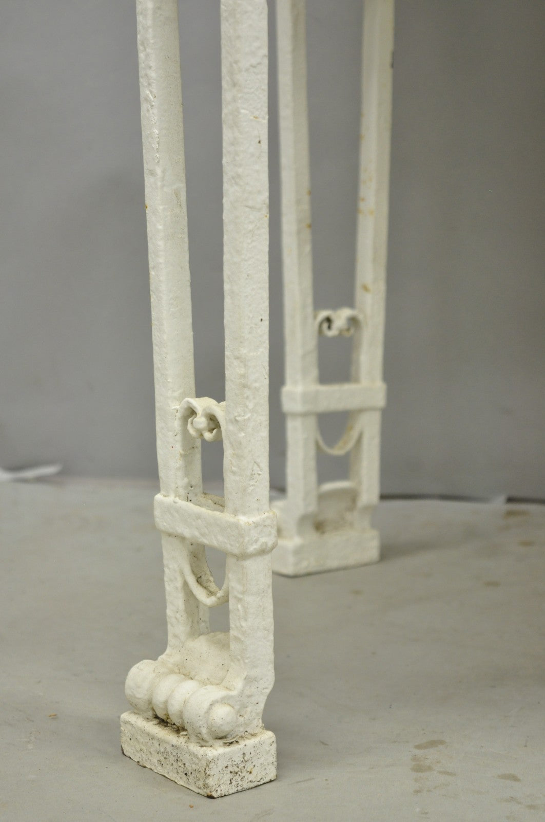 Antique Gothic Renaissance Wrought Iron Stretcher Base Potting Side Table (A)