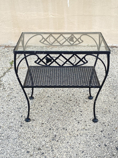 Vintage Wrought Iron Meadowcraft Salterini Style 2 Tier Garden Patio Side Table