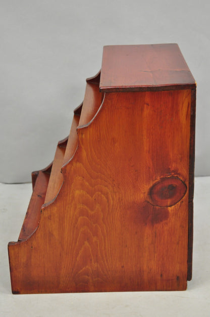 Antique French Country Primitive Pine Wood Farmhouse Magazine Rack Book Stand