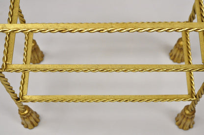 Italian Hollywood Regency Gold Gilt Iron 3 Tier Shelf Small Display Stand (A)