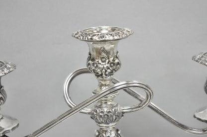 Vintage International Silver Co Countess Silver Plated 3 Arm Candelabra - Pair