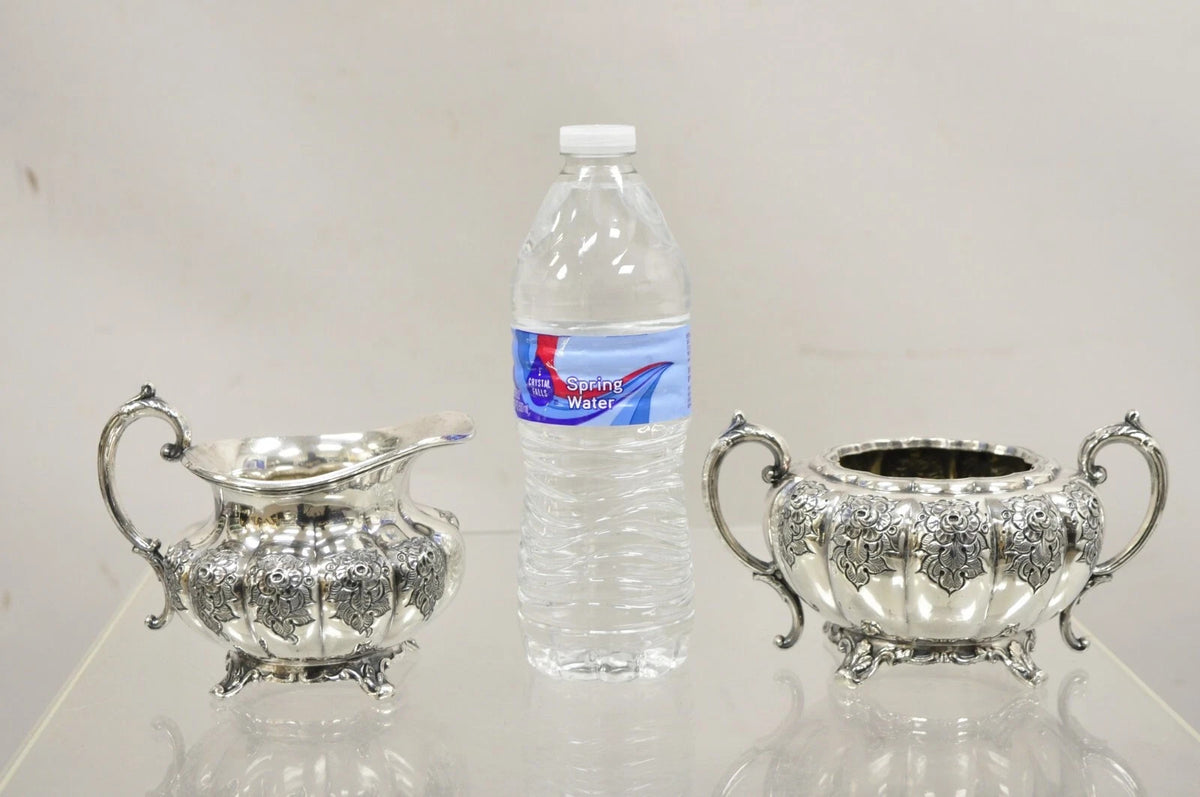 Vintage Victorian 1881 Rogers Canada Silver Plated Sugar Bowl and Creamer Set
