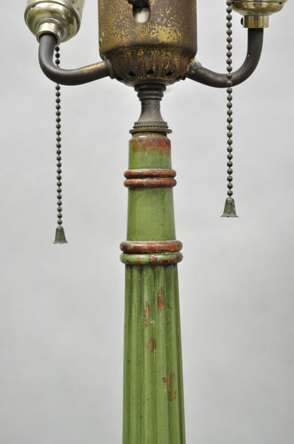 Hollywood Regency Tommi Parzinger Style Green Marble End Table Floor Lamp - Pair