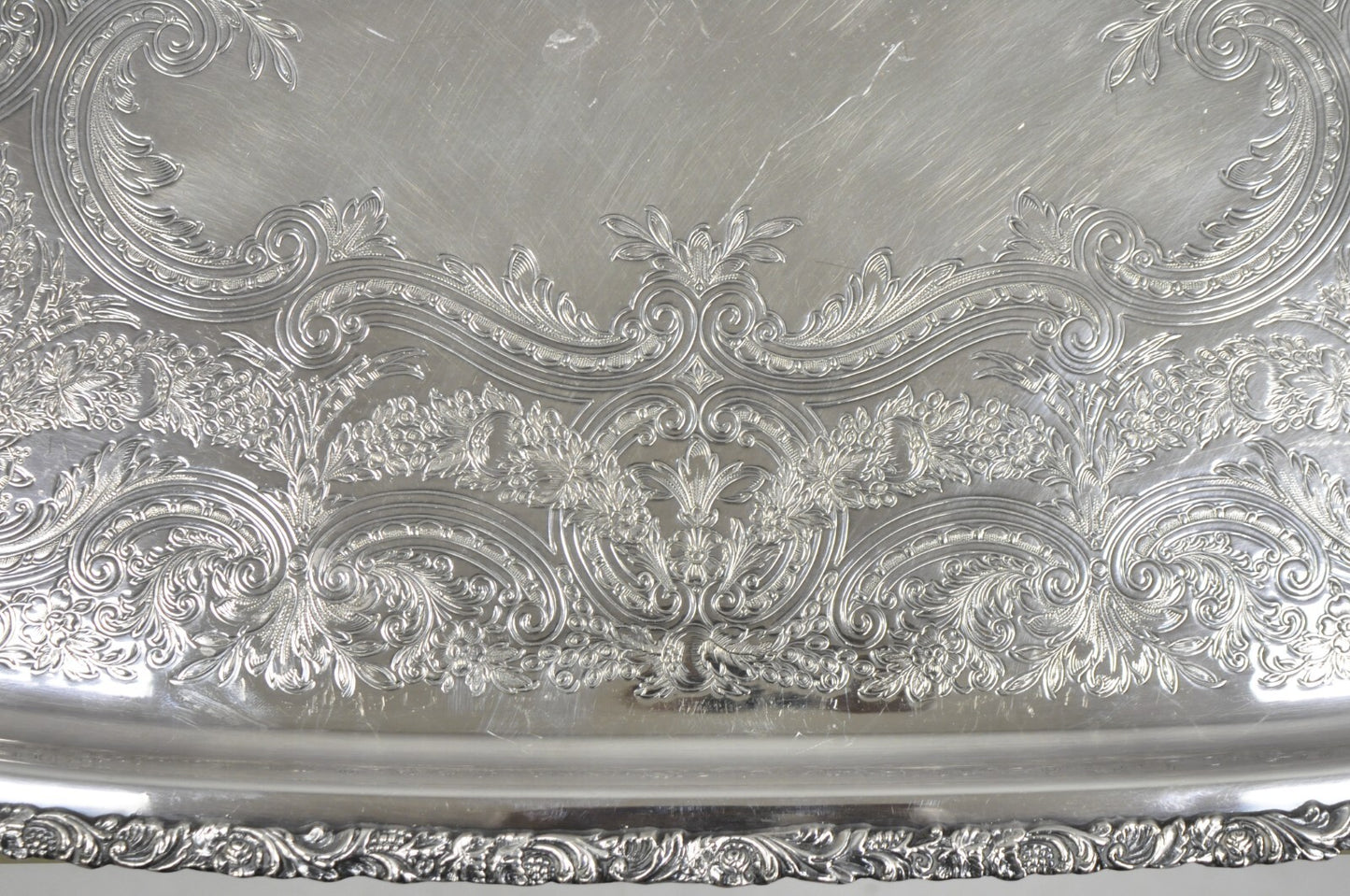 Vintage Victorian International Silver Co Silver Plated Bar Serving Platter Tray