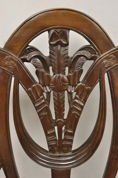 Hepplewhite Prince of Wales Plume Carved Shield Back Mahogany Dining Arm Chair