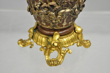 Antique French Art Nouveau Gold Gilt Patinated Bronze Small 9" Flower Vase