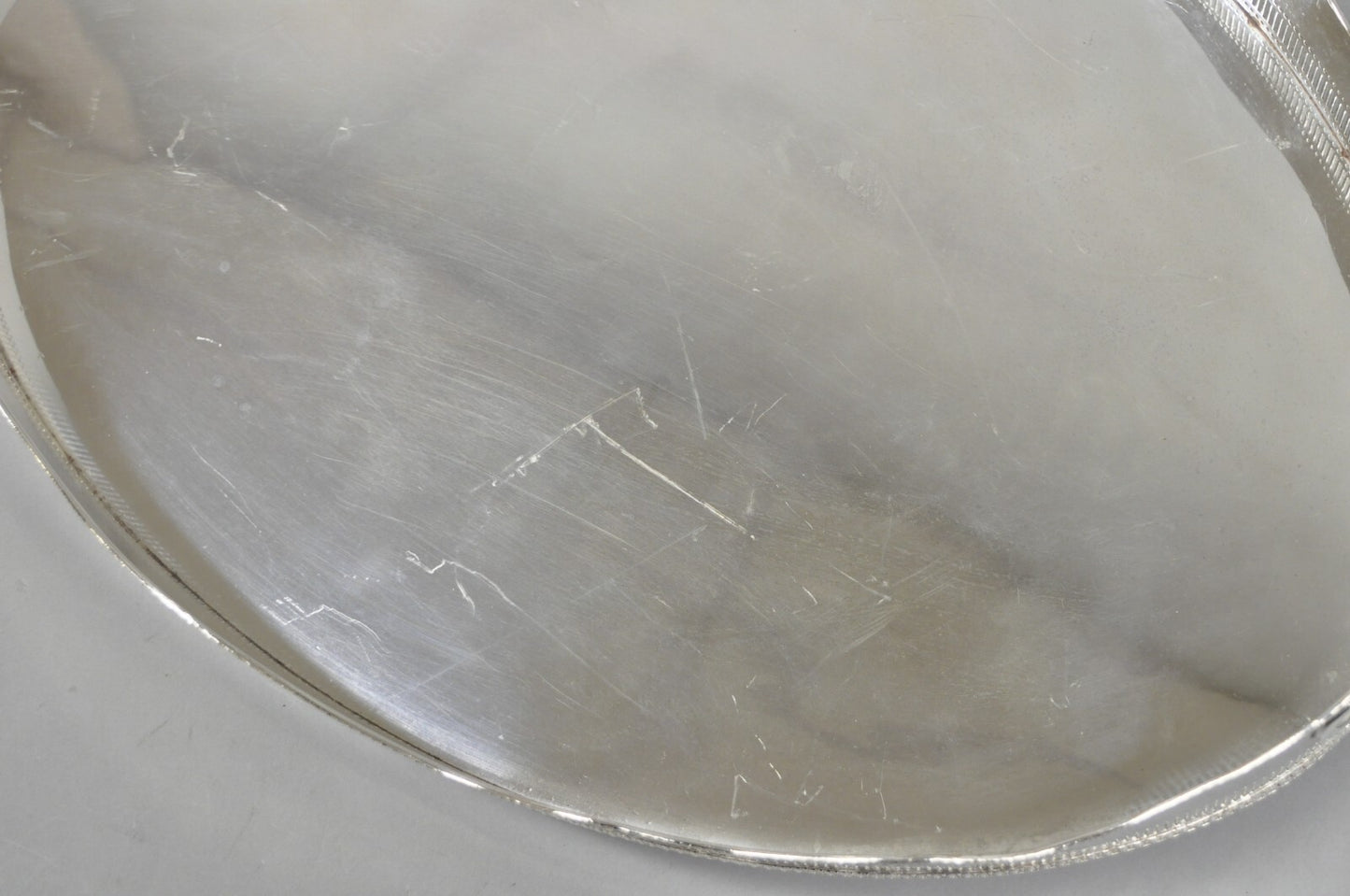 Antique English Edwardian Sheffield Silver Plated 24" Serving Platter Bar Tray