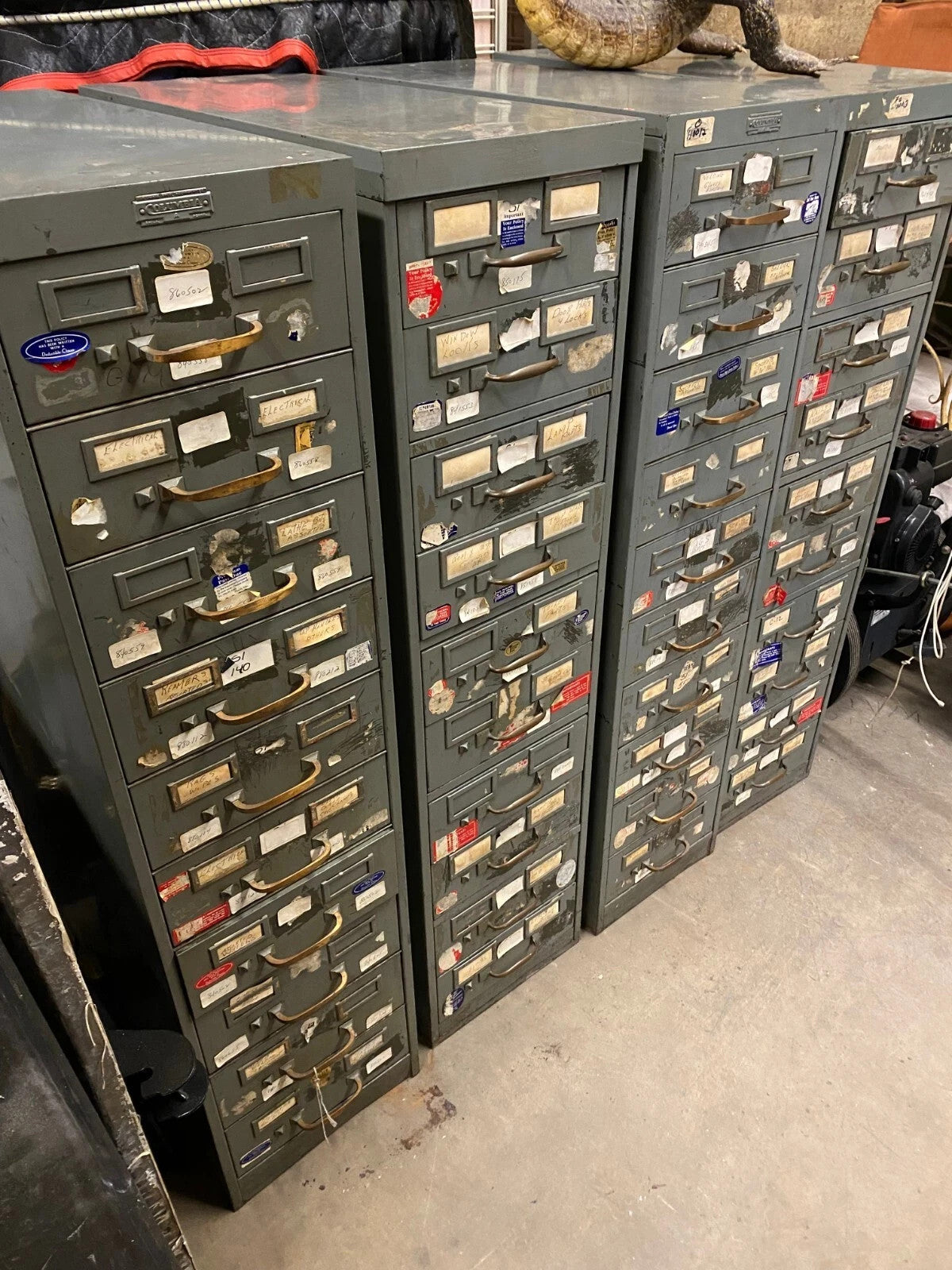 Vintage Columbia Steel Equip Gray Metal 10 Drawer Industrial File Cabinet (A)