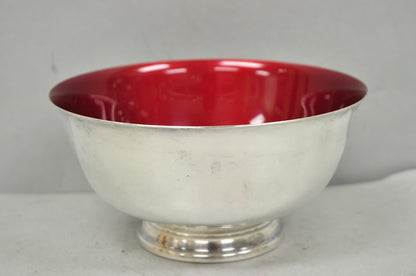 Vintage Mid Century Modern Reed & Barton 104 Silver Plated Red Enamel Bowl
