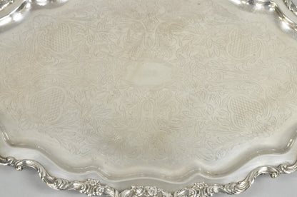 Antique Wallace Baroque Large 28" Silver Plated Serving Bar Tray w/ Handles