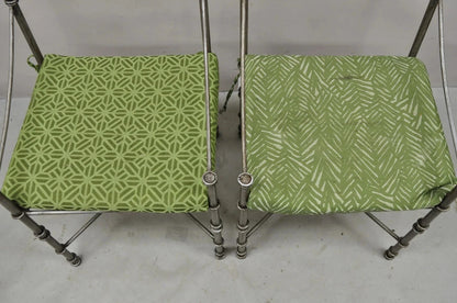 Pier 1 Medici Pewter Wrought Iron Neoclassical Style Dining Side Chairs - a Pair