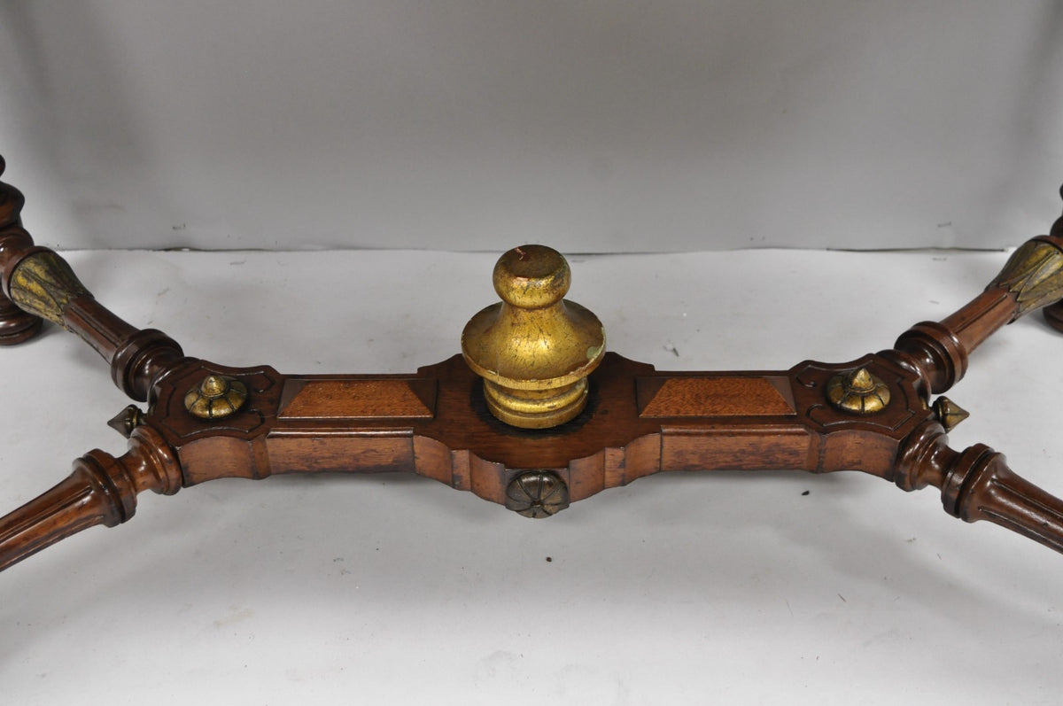 Antique Victorian Burl Walnut Slant Front Secretary Writing Desk with Mirror
