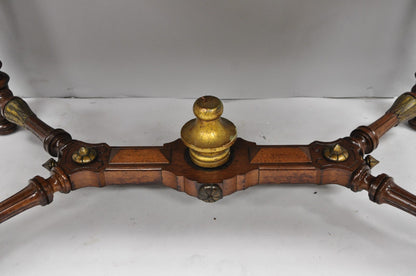 Antique Victorian Burl Walnut Slant Front Secretary Writing Desk with Mirror