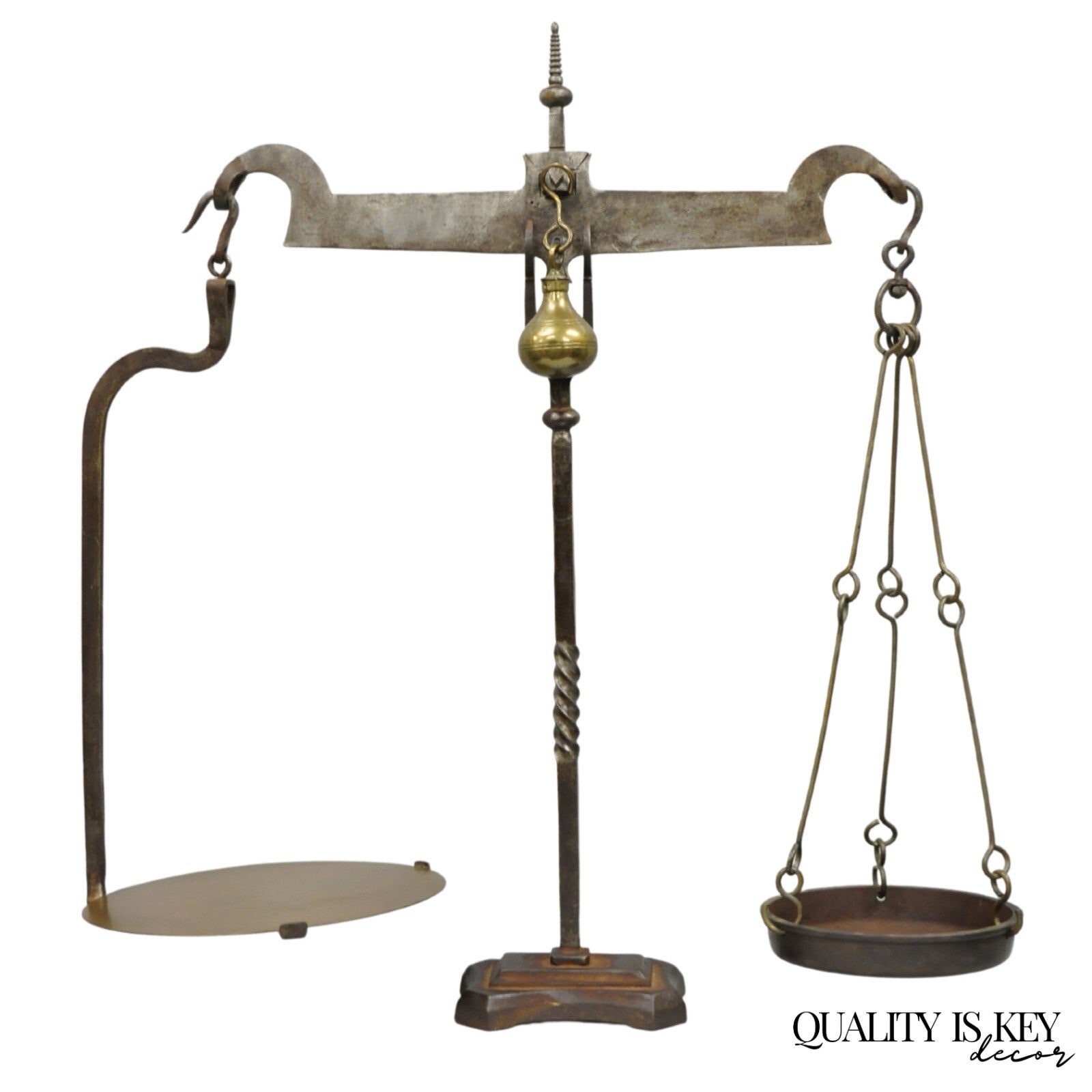 Antique English Gothic Arts & Crafts Hand Wrought Iron Balance Beam Scale