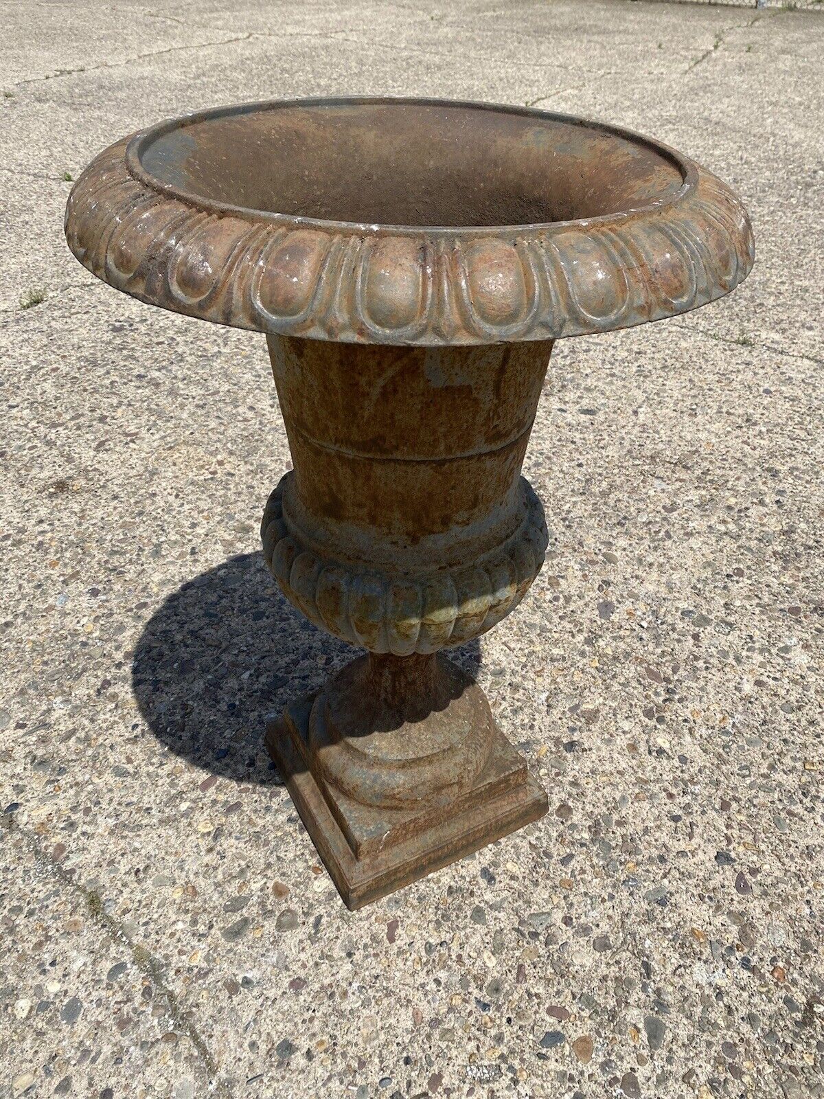 Large 37" Tall Cast Iron Fluted Campana Urn Outdoor Garden Planter