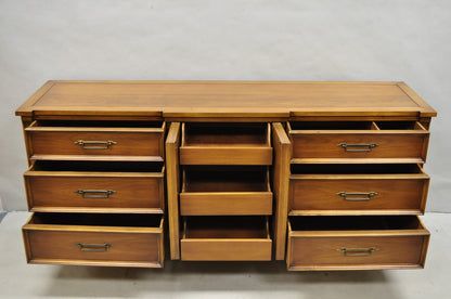 Vintage French Provincial Cherry Wood White Furn. 9 Drawer Credenza Long Dresser