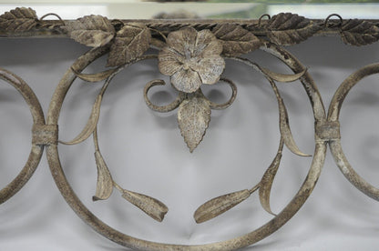 Italian Hollywood Regency Iron Tole Metal Wheat Sheaf Scroll Wall Mirror 50 x 31