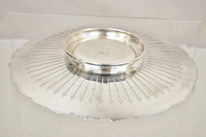 English Edwardian Grapevine Repousse Silver Plated "P" Round Serving Platter