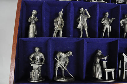 Vintage Franklin Mint 1974 Pewter People of Colonial America Full Figurine Set