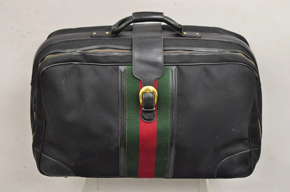Vintage Gucci Black Canvas & Leather Suitcase Luggage His and Hers Set -2 Pc (B)