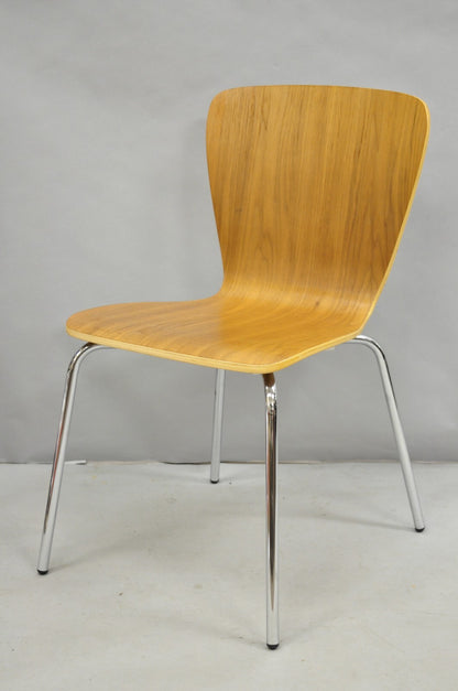 Crate & Barrel Felix Walnut Dining Side Chairs Mid Century Modern Style Set of 6