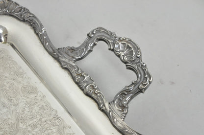 Vintage WM Rogers 290 Silver Plated Twin Handle Footed Bar Serving Platter Tray