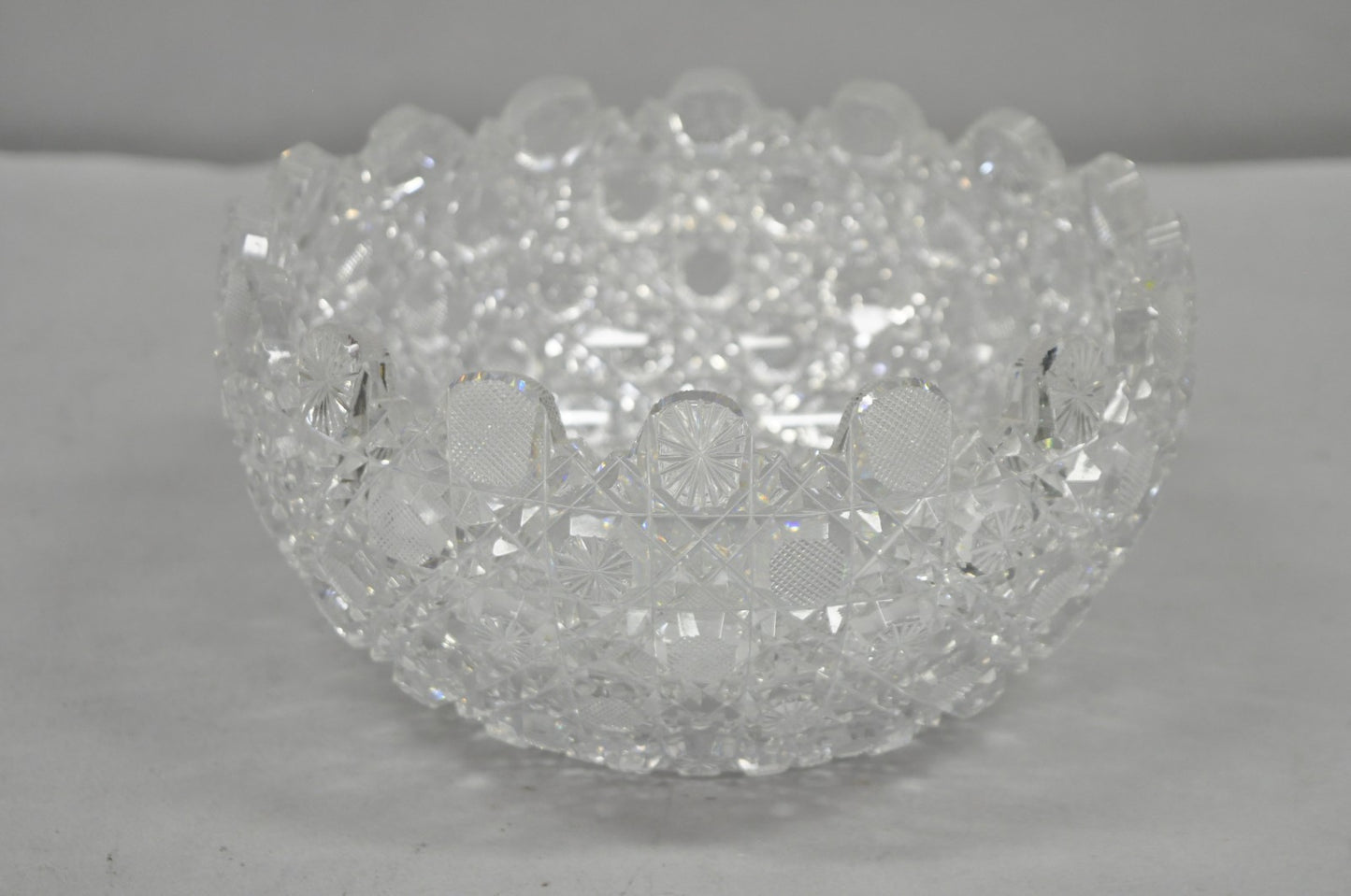Antique Brilliant Cut Glass Victorian Saw Tooth Heavy 10" Candy Fruit Bowl