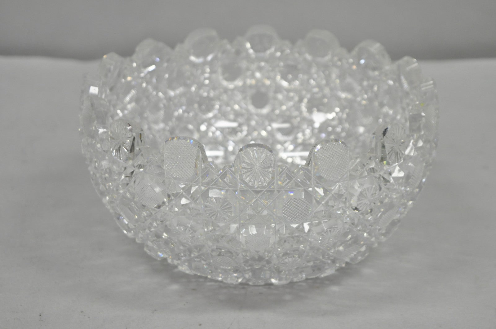Antique Brilliant Cut Glass Victorian Saw Tooth Heavy 10" Candy Fruit Bowl