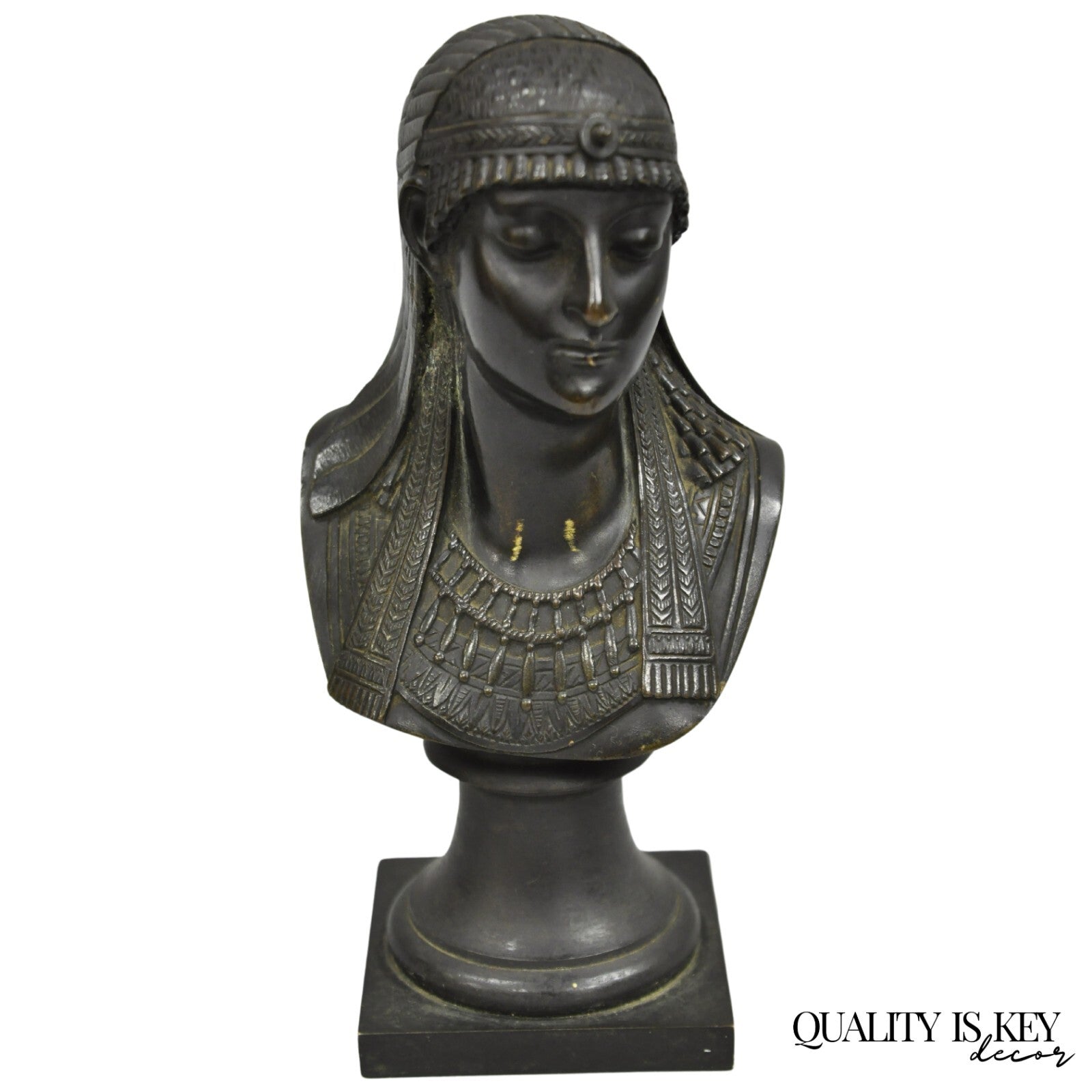 Antique Egyptian Revival Small 7" Bronze Grand Tour Bust of a Pharaoh