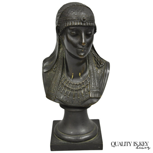 Antique Egyptian Revival Small 7" Bronze Grand Tour Bust of a Pharaoh
