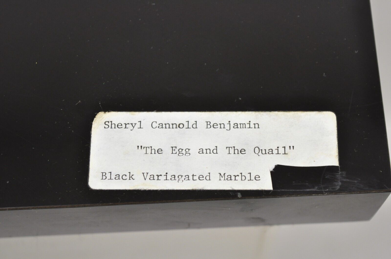 Sheryl C. Benjamin "The Egg and the Quail" abstract Black Marble Sculpture