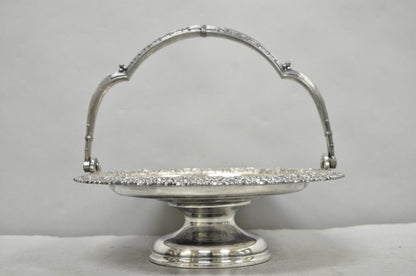 Meriden Art Nouveau Silver Plated Floral Repousse Bread Pastry Brides Basket