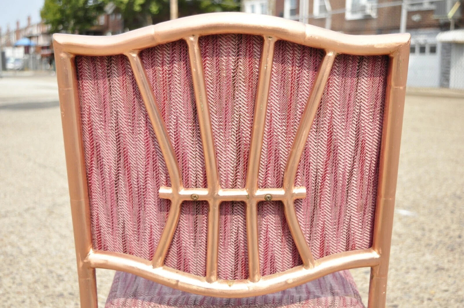 Shelby Williams Faux Bamboo Pink Rose Gold Upholstered Banquet Chairs - Set of 6