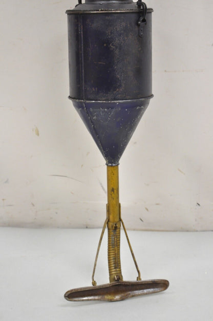 Antique Art Deco Golden Rod Blue Metal Vacuum Cleaner by Hugro MFG Co.