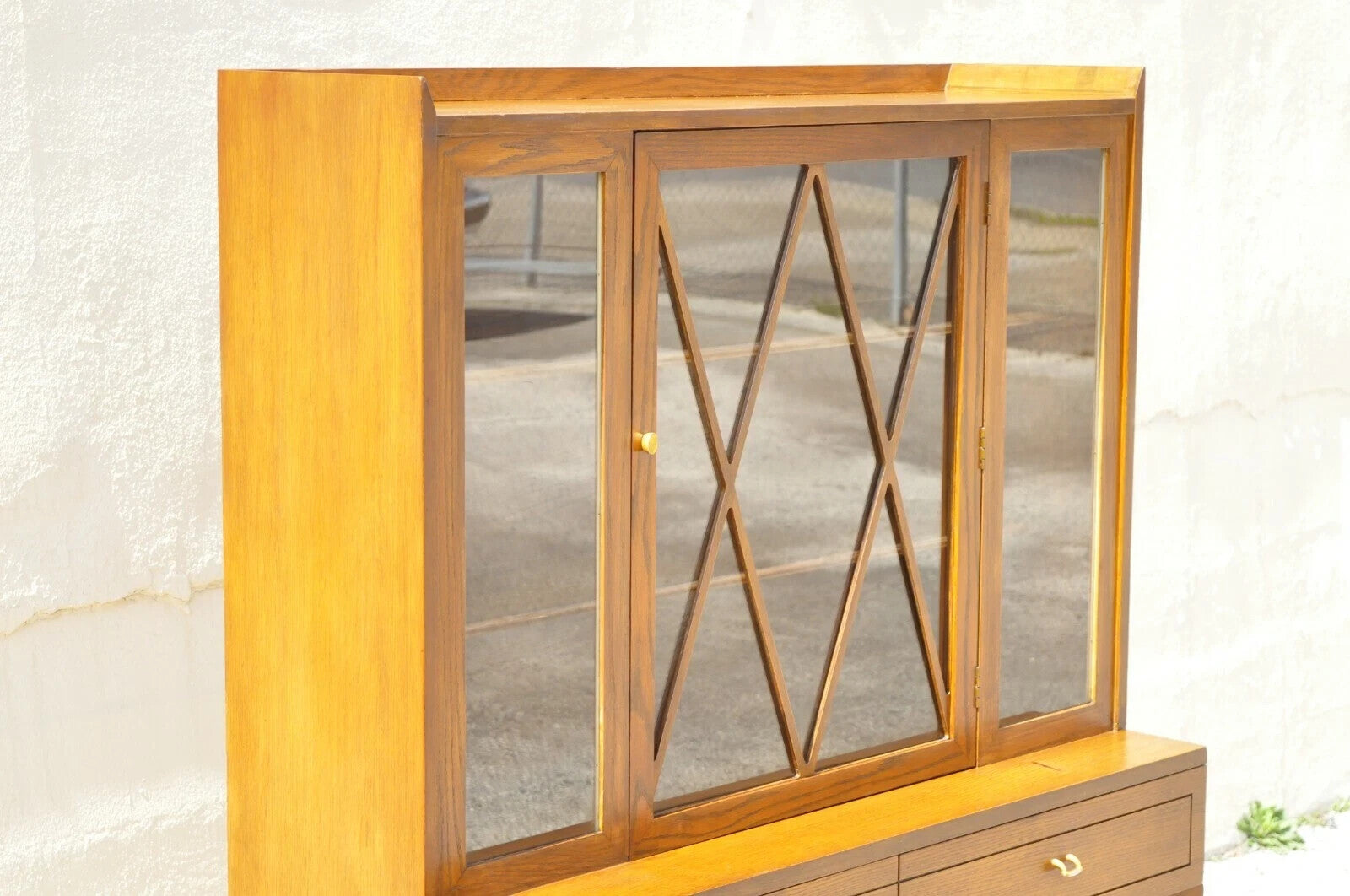 Raymond Loewy Mengel Mid Century Modern Sculpted Oak Bookcase China Cabinet