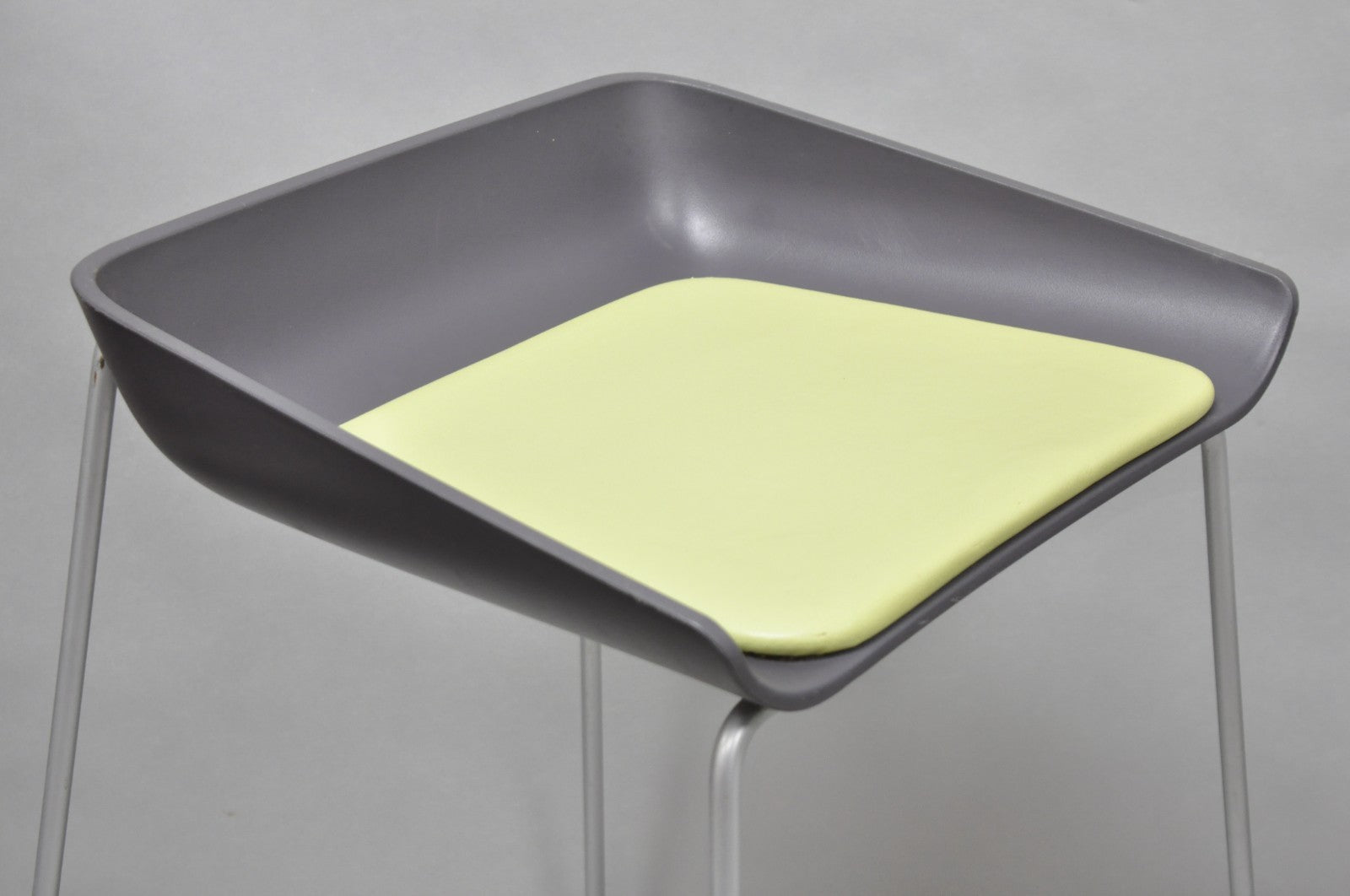 Turnstone by Steelcase Metal Scoop Barstool Stool w/ Green Cushion - Set of 3