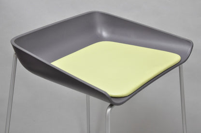 Turnstone by Steelcase Metal Scoop Barstool Stool w/ Green Cushion - Set of 3